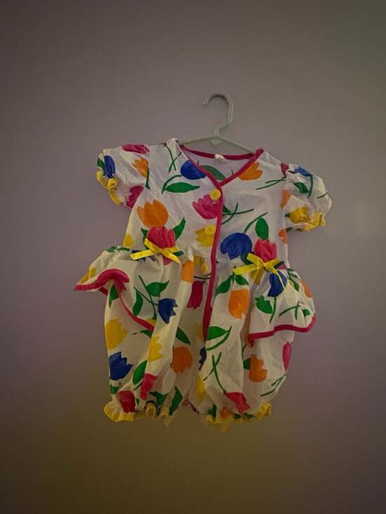 Baby Togs Other - Vintage Baby Togs Tulip Print Bubble Romper Sunsuit with Peplum Ruffle